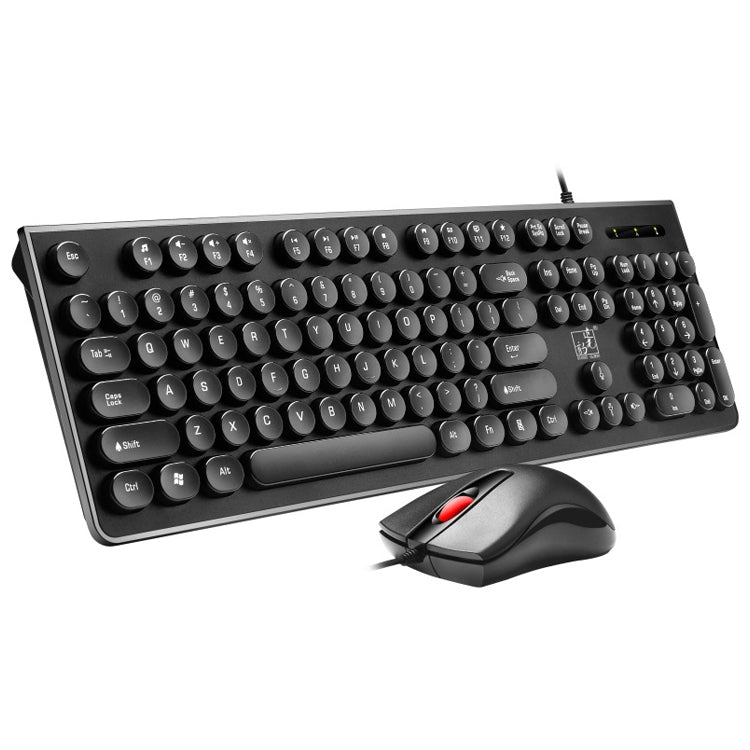 ZGB S500 Round Keycap Wired Keyboard + Mouse Set (Black) by Chasing Leopard
