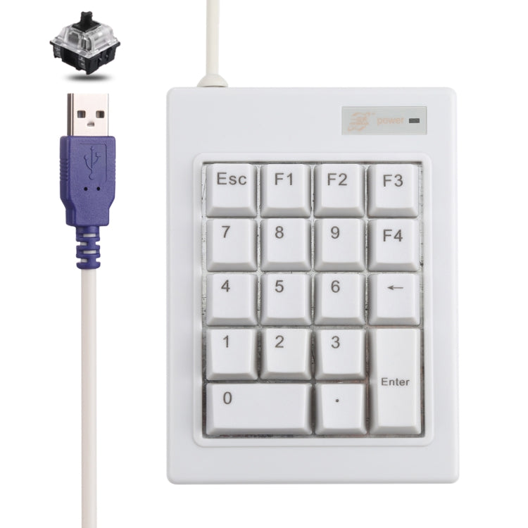 DX-18A 18-keys USB Wired Mechanical Black Shaft Mini Numeric Keyboard (White) by buy2fix