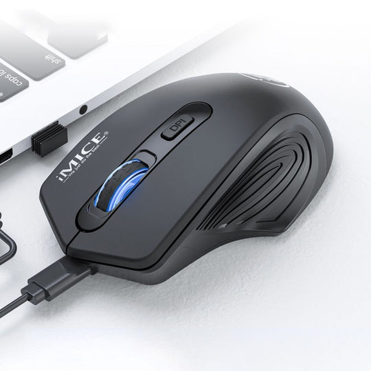 IMICE G-1800 Rechargeable 4 boutons 1600 DPI 2,4 GHz souris sans fil silencieuse pour ordinateur PC portable (noir)