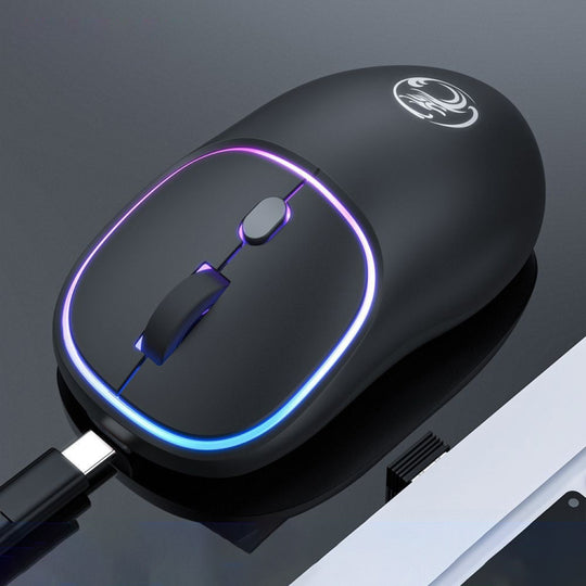 iMICE W-618 souris sans fil silencieuse rechargeable 4 boutons 1600 DPI 2,4 GHz pour ordinateur PC portable (noir)