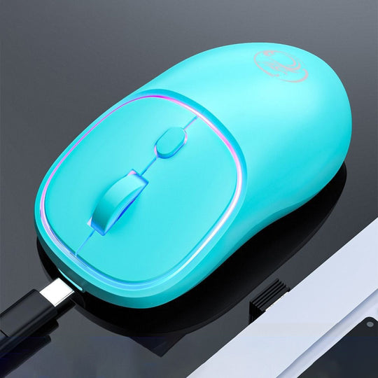 iMICE W-618 souris sans fil silencieuse rechargeable 4 boutons 1600 DPI 2,4 GHz pour ordinateur PC portable (bleu)