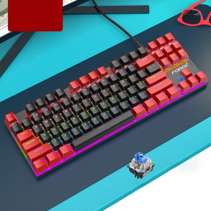 FOREV FV-301 87-keys Blue Axis Mechanical Gaming Keyboard, Cable Length: 1.6m(Black Red) by buy2fix