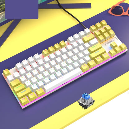 FOREV FV-301 87-keys Blue Axis Mechanical Gaming Keyboard, Cable Length: 1.6m(Yellow + White) by buy2fix