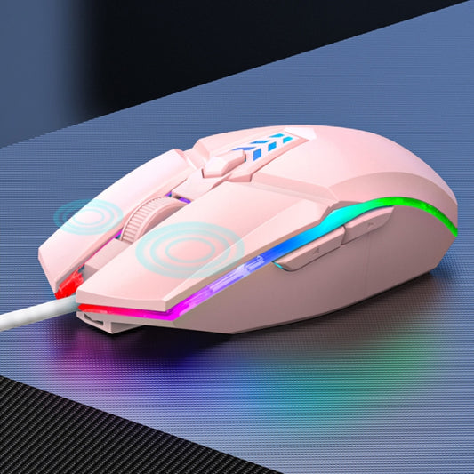 S700 Colorful Light USB Wired Office Gaming Mouse (Pink) by buy2fix