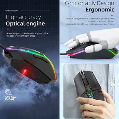 S700 Colorful Light USB Wired Office Gaming Mouse (Black) by buy2fix