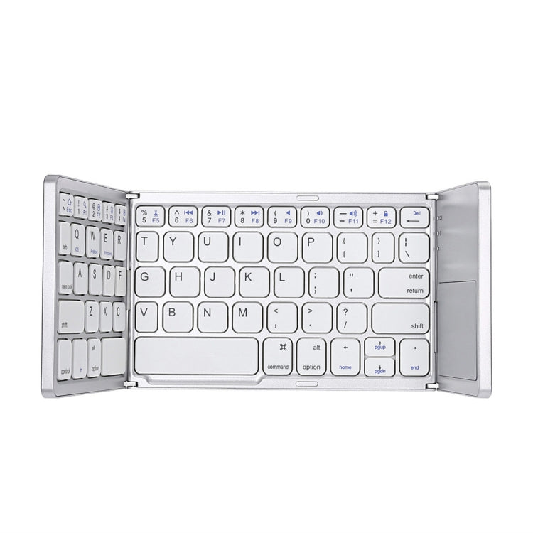 B033 Rechargeable 3-Folding 64 Keys Bluetooth Wireless Keyboard with Touchpad(Silver) by buy2fix