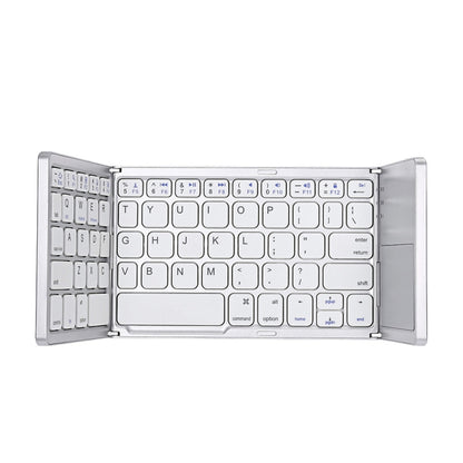 B033 Rechargeable 3-Folding 64 Keys Bluetooth Wireless Keyboard with Touchpad(Silver) by buy2fix