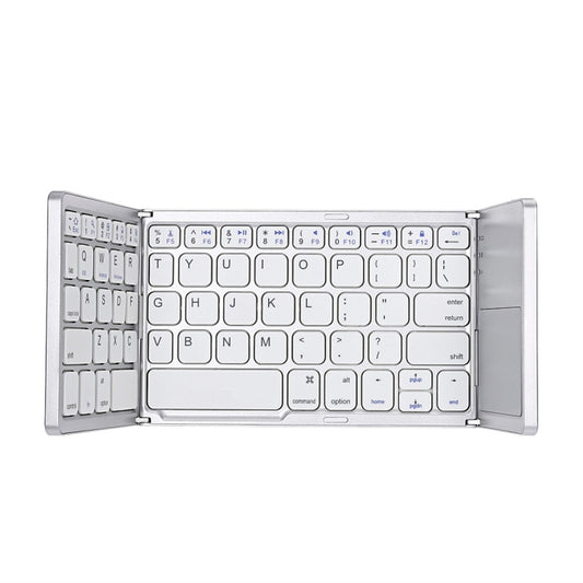 B033 Rechargeable 3-Folding 64 Keys Bluetooth Wireless Keyboard with Touchpad(Silver) by buy2fix