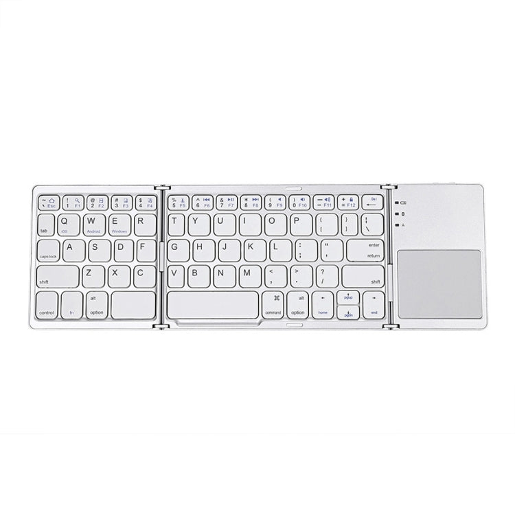 B033 Rechargeable 3-Folding 64 Keys Bluetooth Wireless Keyboard with Touchpad(Silver) by buy2fix
