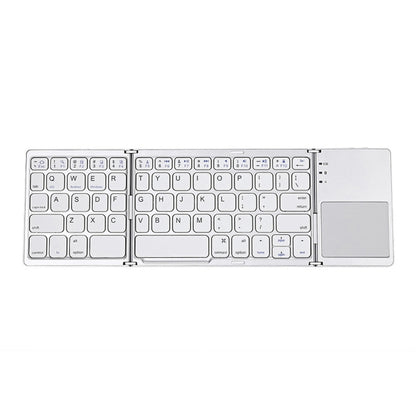 B033 Rechargeable 3-Folding 64 Keys Bluetooth Wireless Keyboard with Touchpad(Silver) by buy2fix