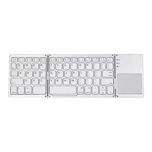 B033 Rechargeable 3-Folding 64 Keys Bluetooth Wireless Keyboard with Touchpad(Silver) by buy2fix