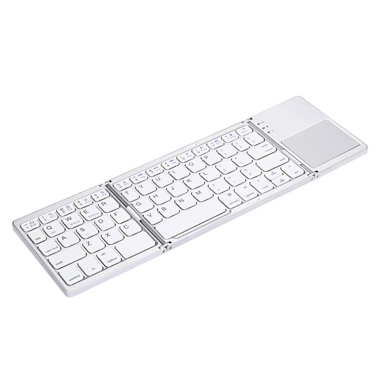 B033 Rechargeable 3-Folding 64 Keys Bluetooth Wireless Keyboard with Touchpad(Silver) by buy2fix