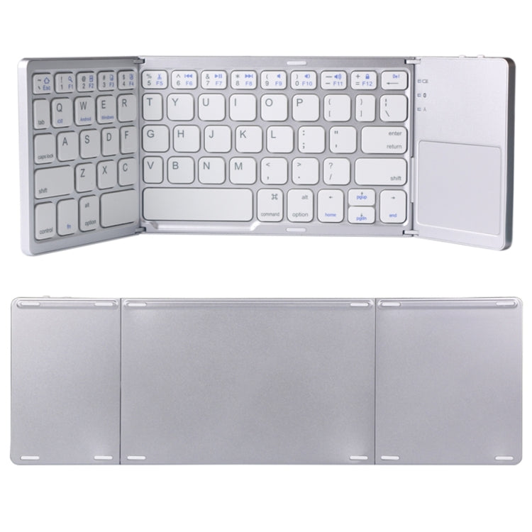B033 Rechargeable 3-Folding 64 Keys Bluetooth Wireless Keyboard with Touchpad(Silver) by buy2fix