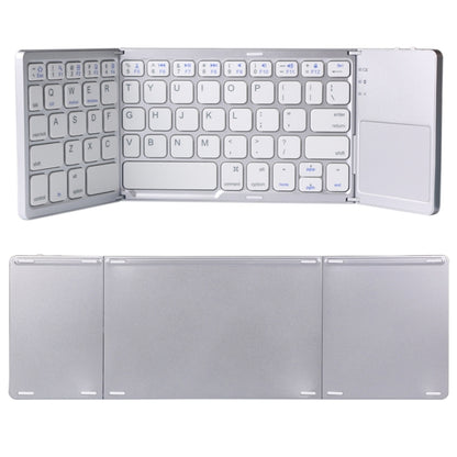B033 Rechargeable 3-Folding 64 Keys Bluetooth Wireless Keyboard with Touchpad(Silver) by buy2fix