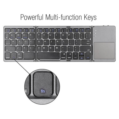 B033 Rechargeable 3-Folding 64 Keys Bluetooth Wireless Keyboard with Touchpad(Silver) by buy2fix