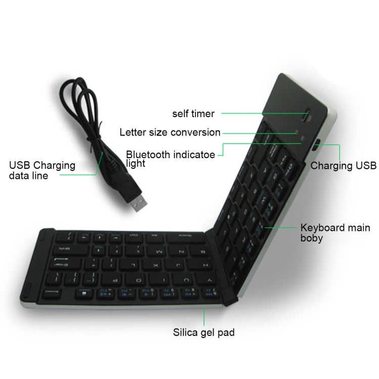 F66 Foldable Bluetooth Wireless 66 Keys Keyboard, Support Android / Windows / iOS(Gold) by buy2fix