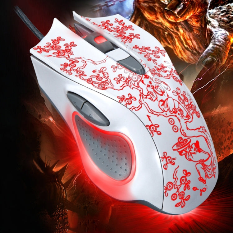 ZGB 169 USB 2400DPI Four-speed Adjustable LED Backlight Wired Optical E-sport Gaming Mouse with Counter Weight, Length: 1.45m(White) by Chasing Leopard