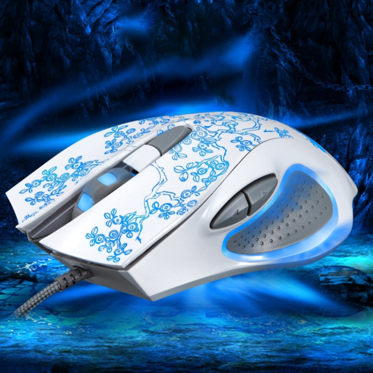 ZGB 169 USB 2400DPI Four-speed Adjustable LED Backlight Wired Optical E-sport Gaming Mouse with Counter Weight, Length: 1.45m(White) by Chasing Leopard