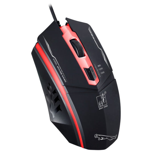 Chasing Leopard 199 USB 1600DPI Three-speed Adjustable LED Backlight Wired Optical Gaming Mouse, Length: 1.3m(Black) by Chasing Leopard