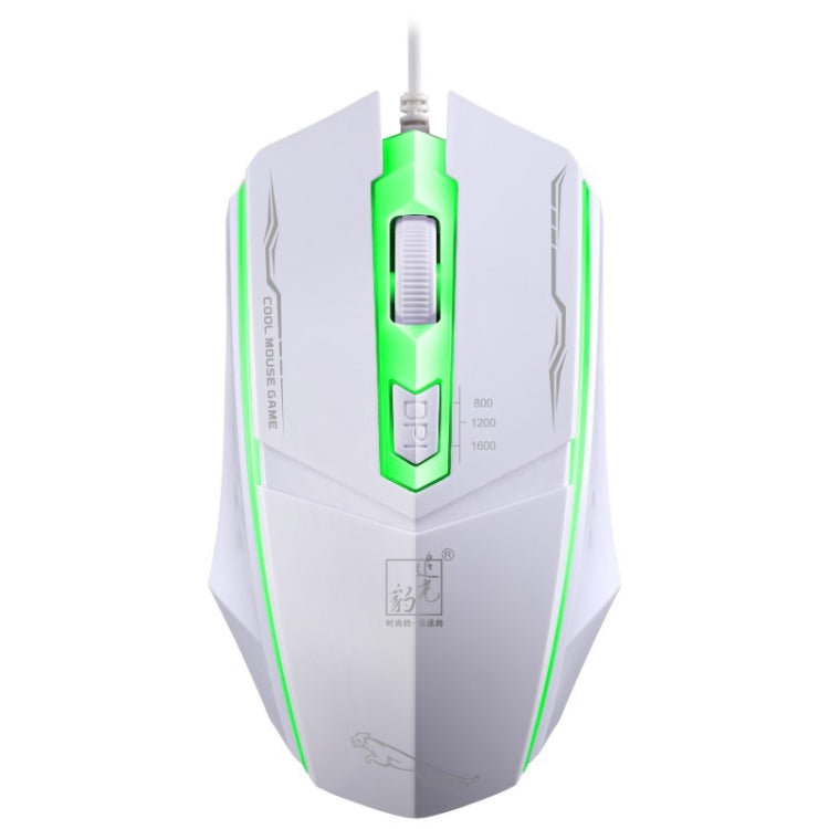 Chasing Leopard 199 USB 1600DPI Three-speed Adjustable LED Backlight Wired Optical Gaming Mouse, Length: 1.3m(White) by Chasing Leopard