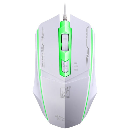 Chasing Leopard 199 USB 1600DPI Three-speed Adjustable LED Backlight Wired Optical Gaming Mouse, Length: 1.3m(White) by Chasing Leopard