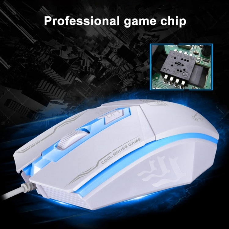 Chasing Leopard 199 USB 1600DPI Three-speed Adjustable LED Backlight Wired Optical Gaming Mouse, Length: 1.3m(White) by Chasing Leopard