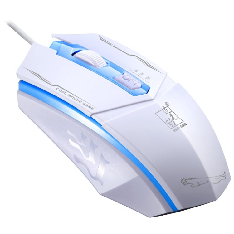 Chasing Leopard 199 USB 1600DPI Three-speed Adjustable LED Backlight Wired Optical Gaming Mouse, Length: 1.3m(White) by Chasing Leopard