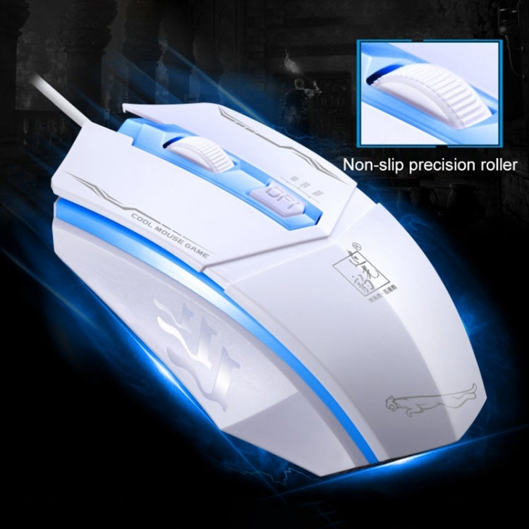Chasing Leopard 199 USB 1600DPI Three-speed Adjustable LED Backlight Wired Optical Gaming Mouse, Length: 1.3m(White) by Chasing Leopard