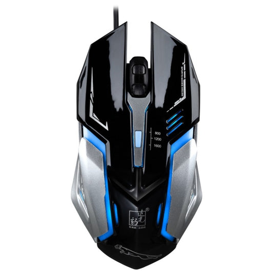 Chasing Leopard K1 USB 1600DPI Three-speed Adjustable LED Backlight Mute Wired Optical Gaming Mouse, Length: 1.3m(Jet Black) by Chasing Leopard