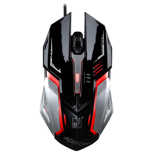 Chasing Leopard K1 USB 1600DPI Three-speed Adjustable LED Backlight Mute Wired Optical Gaming Mouse, Length: 1.3m(Jet Black) by Chasing Leopard