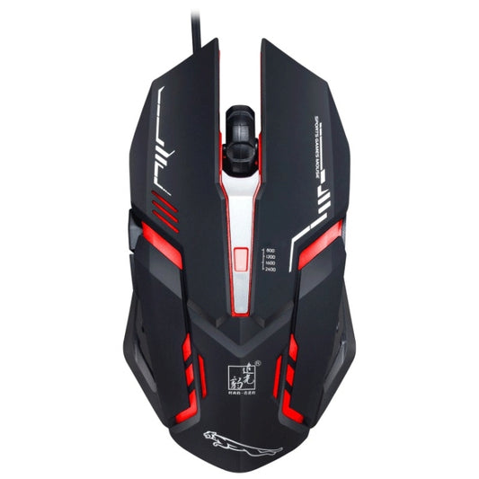 Chasing Leopard V17 USB 2400DPI Four-speed Adjustable Line Pattern Wired Optical Gaming Mouse with LED Breathing Light, Length: 1.45m(Black) by Chasing Leopard