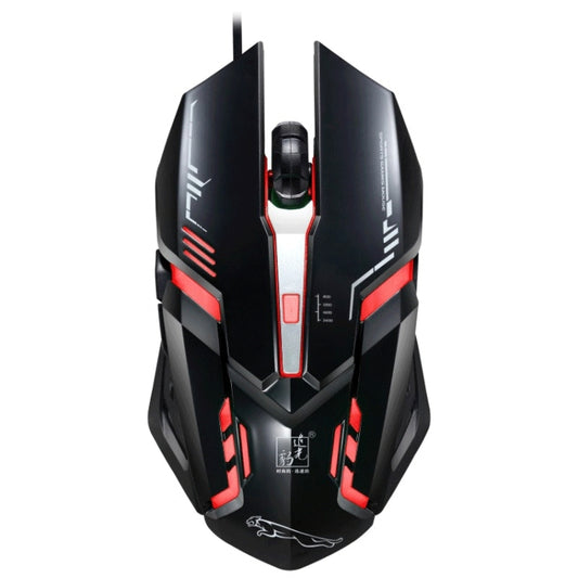 Chasing Leopard V17 USB 2400DPI Four-speed Adjustable Line Pattern Wired Optical Gaming Mouse with LED Breathing Light, Length: 1.45m(Jet Black) by Chasing Leopard