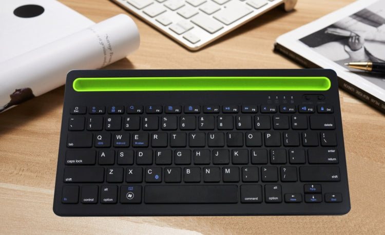 B908 Ultra-slim 78 Keys Bluetooth Wireless Keyboard with Concave Mobile Phone Holder (Black) by buy2fix