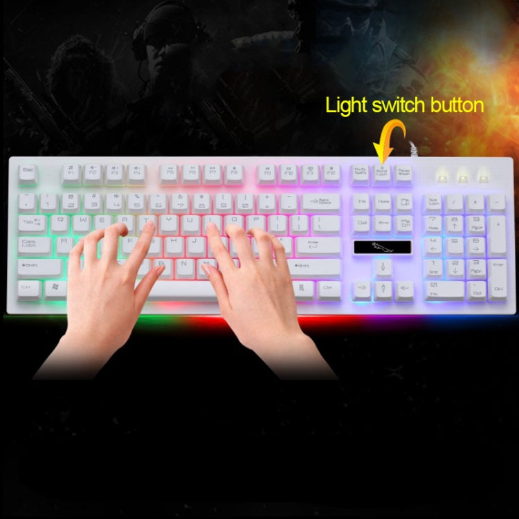 ZGB G20 104 Keys USB Wired Mechanical Feel Glowing Computer Keyboard Gaming Keyboard(White) by buy2fix