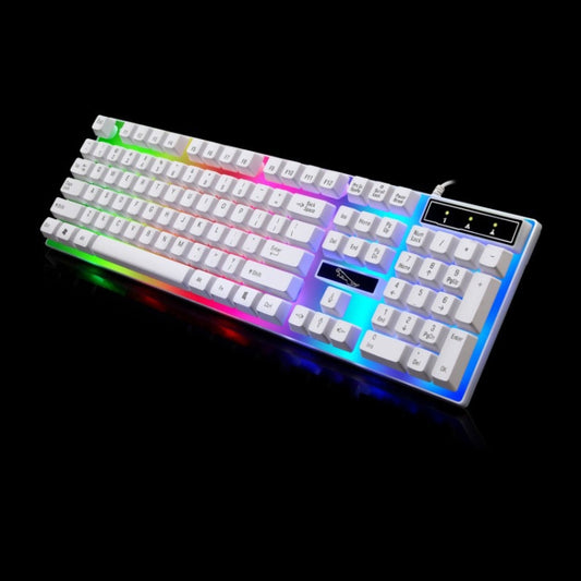 ZGB G21 104 Keys USB Wired Mechanical Feel Colorful Backlight Office Computer Keyboard Gaming Keyboard(White) by buy2fix