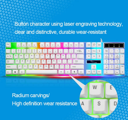 ZGB G21 104 Keys USB Wired Mechanical Feel Colorful Backlight Office Computer Keyboard Gaming Keyboard(White) by buy2fix