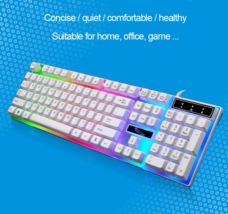 ZGB G21 104 Keys USB Wired Mechanical Feel Colorful Backlight Office Computer Keyboard Gaming Keyboard(White) by buy2fix