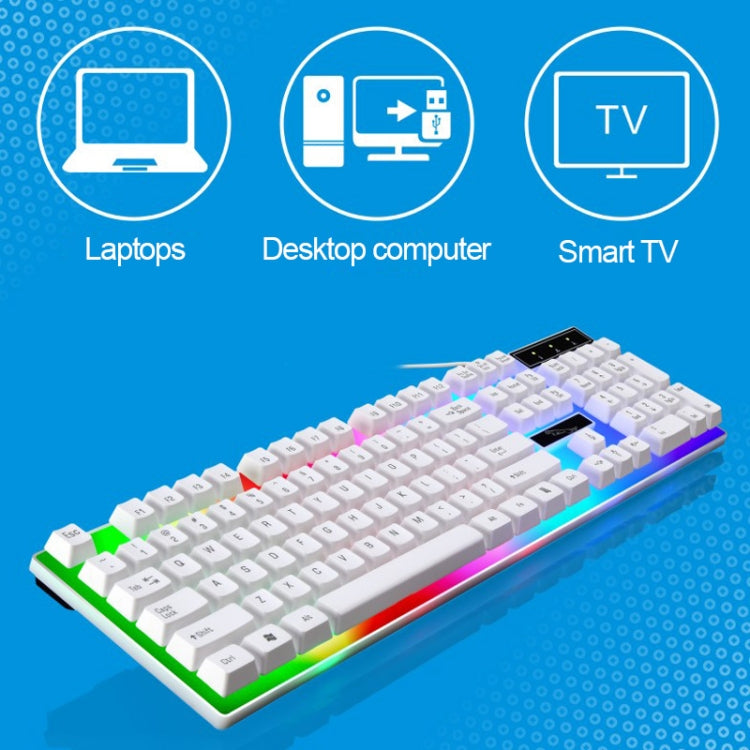 ZGB G21 104 Keys USB Wired Mechanical Feel Colorful Backlight Office Computer Keyboard Gaming Keyboard(White) by buy2fix