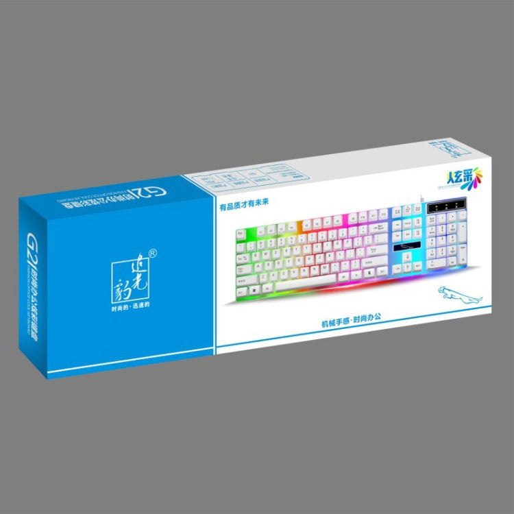 ZGB G21 104 Keys USB Wired Mechanical Feel Colorful Backlight Office Computer Keyboard Gaming Keyboard(White) by buy2fix