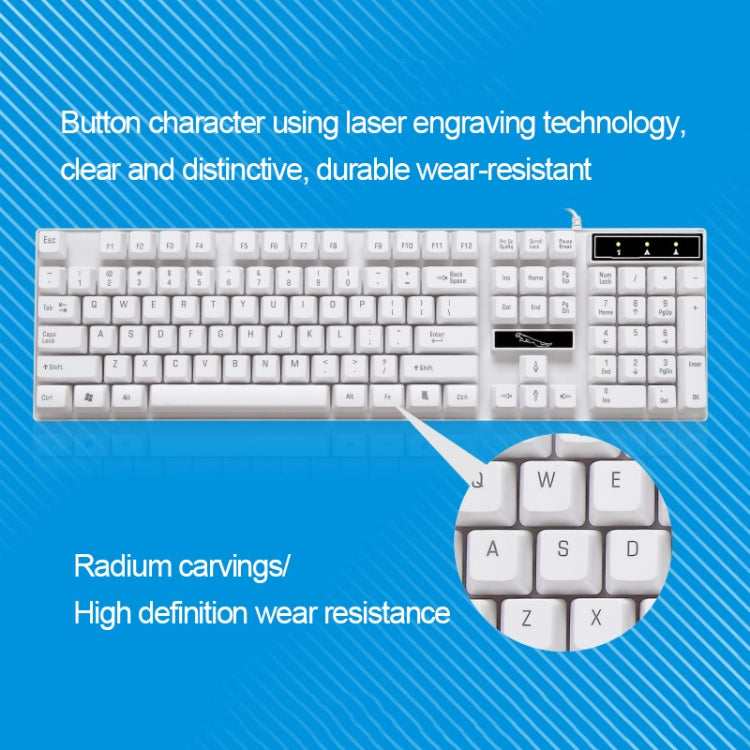 ZGB Q17 104 Keys USB Wired Suspension Gaming Office Keyboard for Laptop, PC(White) by buy2fix