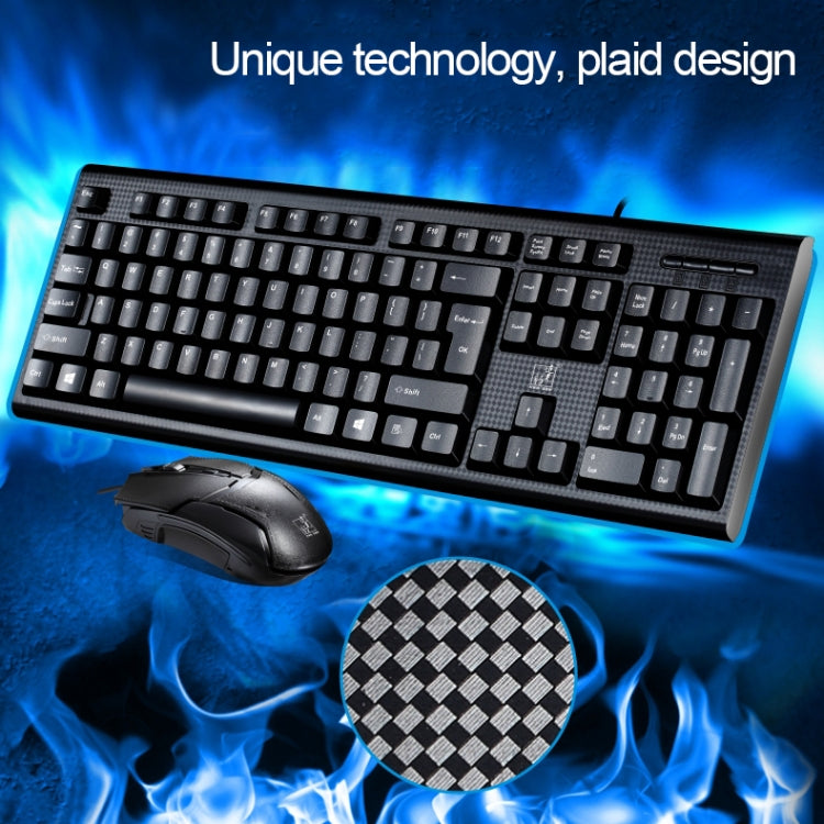 Chasing Leopard Q9 1600 DPI Professional Wired Grid Texture Gaming Office Keyboard + Optical Mouse Kit(Black) by Chasing Leopard