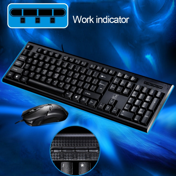 Chasing Leopard Q9 1600 DPI Professional Wired Grid Texture Gaming Office Keyboard + Optical Mouse Kit(Black) by Chasing Leopard