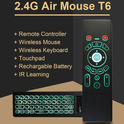 T6 Colorful Light Version Air Mouse 2.4GHz Wireless Keyboard Remote Controller with Touchpad & IR Learning for PC, Android TV Box / Smart TV, Multi-media Devices by buy2fix