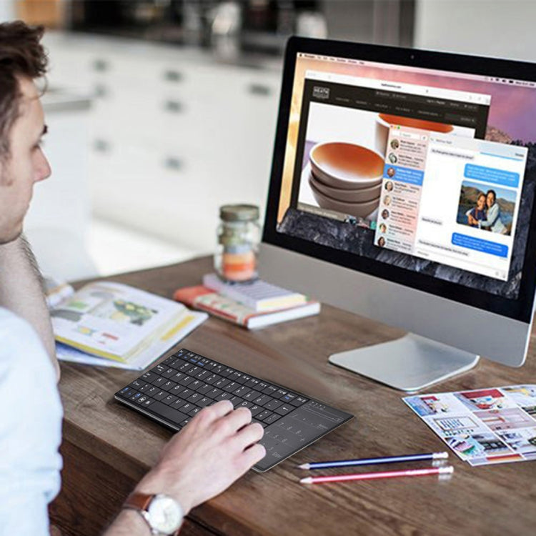 K-07 ABS Wireless Chargeable Bluetooth Touch Keyboard(Black) by buy2fix