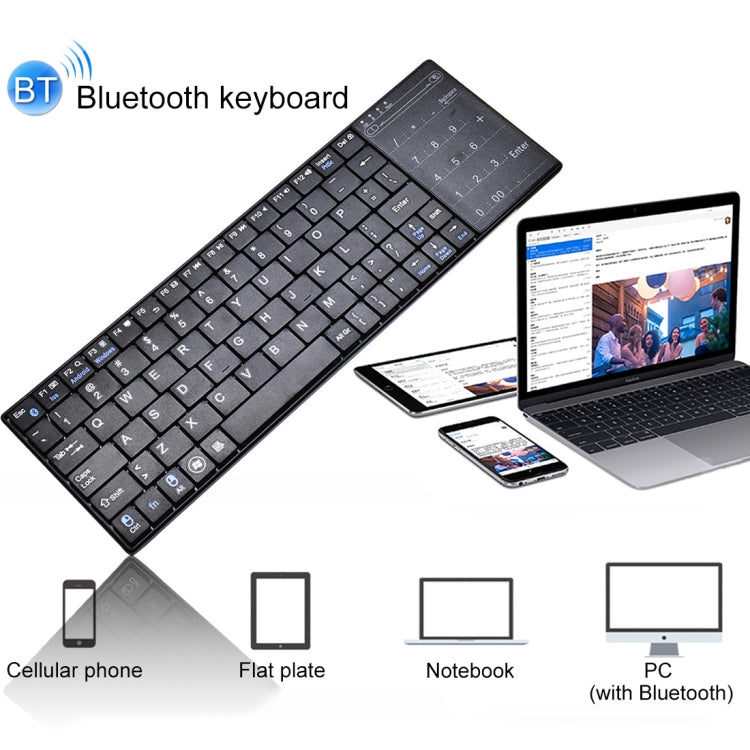 K-07 ABS Wireless Chargeable Bluetooth Touch Keyboard(Black) by buy2fix