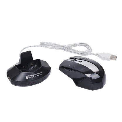 MZ-011 2.4GHz 1600DPI Wireless Rechargeable Optical Mouse with HUB Function(Black) by buy2fix