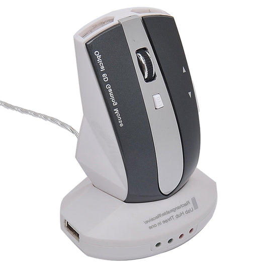 MZ-011 2.4GHz 1600DPI Wireless Rechargeable Optical Mouse with HUB Function(White + Royal Blue) by buy2fix