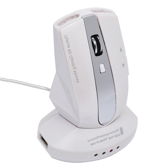 MZ-011 2.4GHz 1600DPI Wireless Rechargeable Optical Mouse with HUB Function(Pearl White) by buy2fix