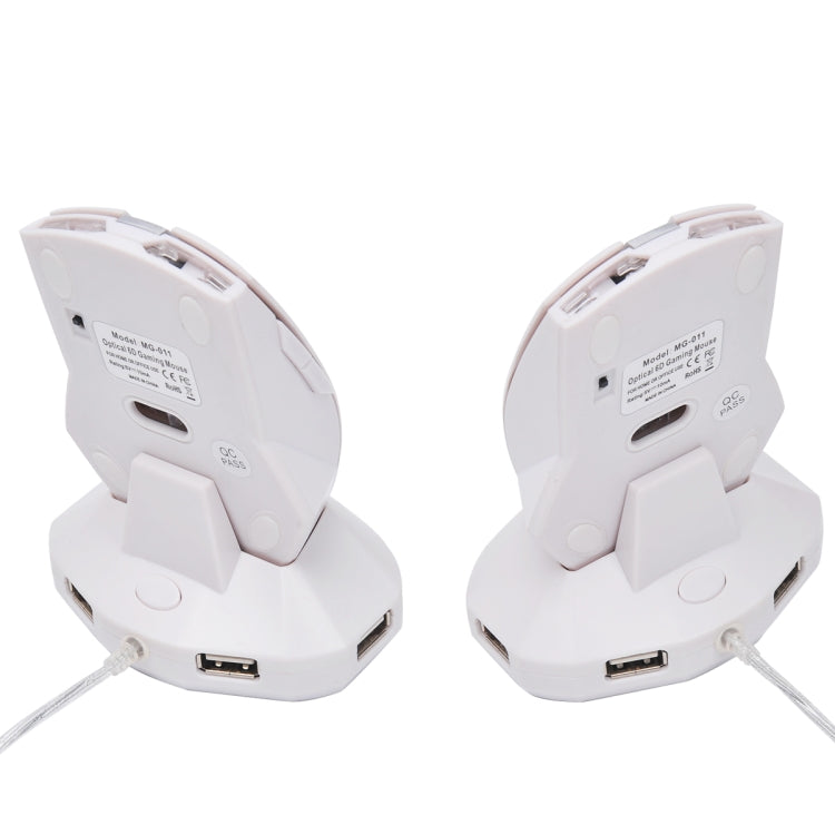 MZ-011 2.4GHz 1600DPI Wireless Rechargeable Optical Mouse with HUB Function(Pearl White) by buy2fix