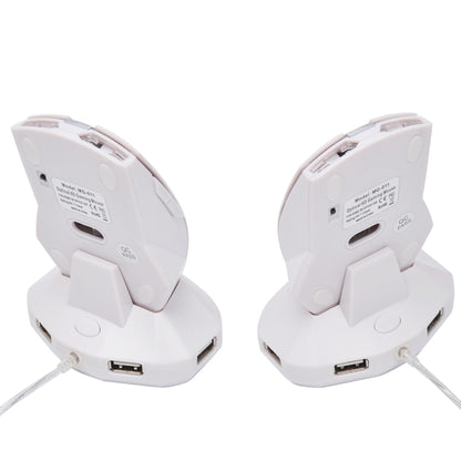 MZ-011 2.4GHz 1600DPI Wireless Rechargeable Optical Mouse with HUB Function(Pearl White) by buy2fix